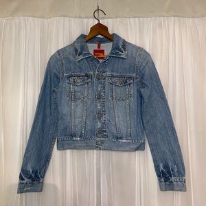 Express Jeans Shorty Denim Distressed Jacket XS